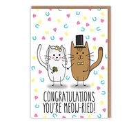 Congratulation Just Married - Congratulations On Your Wedding Card - Funny Pun 'You're Meow-ried' With Cute Cats Getting Married - For Him Her Happy Couple Newly Weds