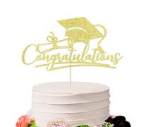Congratulations 2026 Graduation Cake Topper,Congrats Grad Cake Decor Gold Glitter Congrats Grad Party Decor, Graduation Party Decoration Supplies