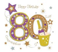 Congratulations 80th Embellished Birthday Greeting Card Talking Pictures Cards