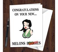 Congratulations Boob Job Breast Surgery Funny New Melons Boobies Card L213
