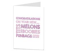 Congratulations Breast Surgery Boob Job Card New Melons Funbags Bobbies etc!