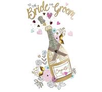 Congratulations Bride & Groom Wedding Day Embellished Champagne Greeting Card JGS705