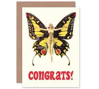 Congratulations Butterfly Dancer Art Nouveau 1920s Retro For Her Wife Sister Mother Blank Inside Greeting Card