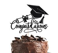 Congratulations Cake Topper Black Glitter Congrats Grad Decorations Class of 2026 High School College Senior Graduation Celebration Party
