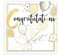 Congratulations Card - Balloons and Stars - Contemporary Design - Special Finish - Eco-Friendly - Recyclable