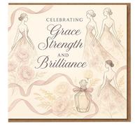 Congratulations Card - Celebrating Grace Strength and Brilliance - Elegant Floral Gown Illustration with Perfume Bottle - For Graduation, Promotion, Achievement or Milestone