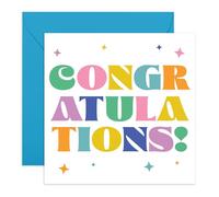 Congratulations Card - Colourful Rainbow Design - Fun Greeting Card for Exams, Graduation, New Job, Engagement, New Baby, Son, Daughter, Colleague, Cousin, Brother, Sister - Comes with Stickers