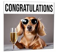 Congratulations Card - Dog New Job, New Baby Card, Engagement Card - 145 x 145mm