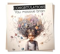 Congratulations Card For An Incredible Person - New Job Or Exam Success - You Massive Brain - Made in UK