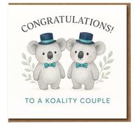 Congratulations Card for Couple - 'To a Koality Couple' Cute Koalas Pun - Wedding, Engagement or Anniversary