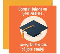Congratulations Card for Men Women - Congrats and Sorry - University Masters Degree Card for Friends Family Colleague Neighbour, 145mm Good Luck Greeting Cards