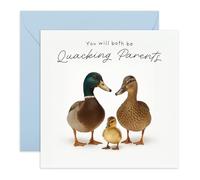 Congratulations Card - Funny Duck Quacking Parents - Greetings for Expecting or New Parents, Mum, Dad, Him, Her, Friends, Brother, Sister- Cute Animal Theme - Comes with Stickers