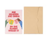 Congratulations Card Gifts, She Believed She Could So She Bloody Nailed it, Well Done New Job Card, Proud of You Cards for Colleagues, Students, Friends