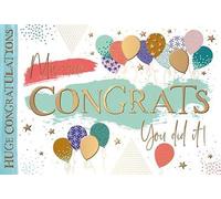 Congratulations Card, Gold Foil Finish, Balloons Design, UK Made ideal for Driving Test, Passed, Graduation, Exams, New Job, Promotion etc