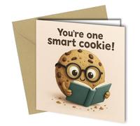 Congratulations Card - “Smart Cookie” Funny Greeting Card with Envelope - Well Done, Exam Success, Graduation or Achievement Card - Cute Cookie Design #1938