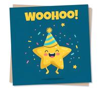 Congratulations Card, Star Design - Woohoo, Well Done - Exam Success