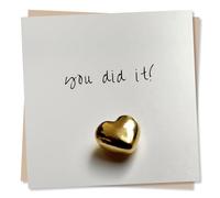 Congratulations Card - You Did It! - Beautiful Gold Heart Design - Made in UK