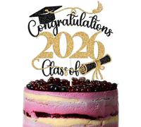 Congratulations Class of 2026 Cake Topper, Congrats Grad 2026 Decorations, You Did it, Congrats PhD/MBA/EdD/Master Grad Decoration Supplies Black & Gold Glitter
