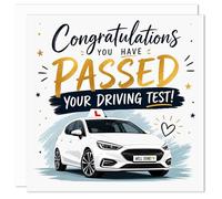 Congratulations Driving Test Card - You Passed Your Driving Test Card - New Driver Congratulations Card UK - Learner Driver Passed Card with Envelope - 150x150mm Made in Britain