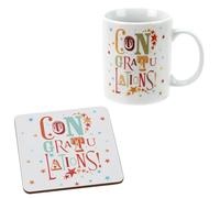 Congratulations ! Funky Gift Set Mug and Cork coaster