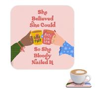 Congratulations Gifts, Best Friend Birthday Gifts Wooden Coaster She Believed She Could So She Bloody Nailed It, Special Bestie Gift For Women, Funny Exam Good Luck Present Non Slip For Coffee Cup