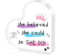 Congratulations Gifts for Women, She Believed She Could So She Did Gifts - Heart Shaped Acrylic Plaque 8.5 × 8.5 × 1cm, Graduation Present for Her on Graduation, Birthday