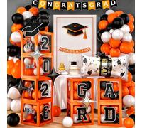 Congratulations Graduation Decor Class of 2026 Green and Black Balloons Arch kit with Balloons Boxes, Graduation Party Decor Gold Confetti Balloon Explosion Star Certificate Trophies Foil Balloon