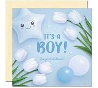 Congratulations New Baby Card - It's a Boy - Baby Shower Cards 145mm x 145mm