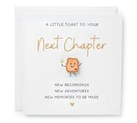 Congratulations Next Chapter Card - Graduation, Moving, Leaving or New Job Card for Him or Her - 'Here's a Little Toast To Your Next Chapter' Good Luck Card for Men and Women, promotion, university