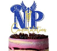 Congratulations NP Cake Topper, 2026 NP Graduation Decorations, Nursing School Survivor, Look at You Becoming A Nurse - Future Nurse Decorations Blue & Gold Glitter