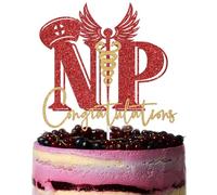 Congratulations NP Cake Topper, 2026 NP Graduation Decorations, Nursing School Survivor, Look at You Becoming A Nurse - Future Nurse Decorations Red & Gold Glitter