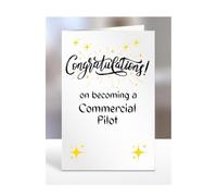 Congratulations on becoming a Commercial Pilot, card for men, women, him, her, colleague, boss, manager, supervisor, friend, gifts or presents, A5-211a_133