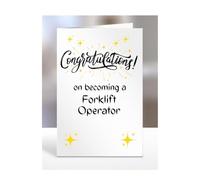 Congratulations on becoming a Forklift Operator, card for men, women, him, her, colleague, boss, manager, supervisor, friend, gifts or presents, A5-211a_267