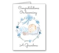 Congratulations On Becoming A Grandma Card New Baby Boy (Envelope Included)
