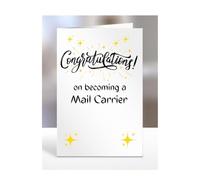 Congratulations on becoming a Mail Carrier, card for men, women, him, her, colleague, boss, manager, supervisor, friend, gifts or presents, A5-211b_92