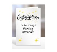 Congratulations on becoming a Parking Attendant, card for men, women, him, her, colleague, boss, manager, supervisor, friend, gifts or presents, A5-211b_177