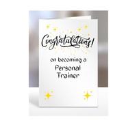 Congratulations on becoming a Personal Trainer, card for men, women, him, her, colleague, boss, manager, supervisor, friend, gifts or presents, A5-211b_188