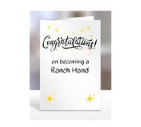 Congratulations on becoming a Ranch Hand, card for men, women, him, her, colleague, boss, manager, supervisor, friend, gifts or presents, A5-211b_258