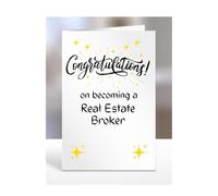 Congratulations on becoming a Real Estate Broker, card for men, women, him, her, colleague, boss, manager, supervisor, friend, gifts or presents, A5-211b_262