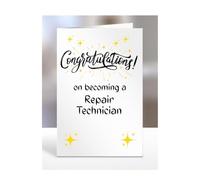 Congratulations on becoming a Repair Technician, card for men, women, him, her, colleague, boss, manager, supervisor, friend, gifts or presents, A5-211b_272