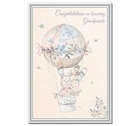 Congratulations on becoming grandparents card- Unique Keepsake - Yellow Unisex greetings Celebrate the birth of the Newborn - Watercolour art - Cute Rabbit design - Premium quality - Superior printing