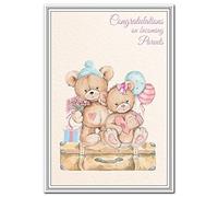 Congratulations on becoming parents card - Unique Keepsake - Yellow Unisex greetings Celebrate the birth of the Newborn - Watercolour art - Teddy Bear design - Premium quality - Superior printing