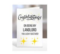 Congratulations on being my LANDLORD, you lucky bstard, Funny Card, Joke, Silly, Gag, Birthday, Gifts for Men, Presents for Christmas, A5-64_90