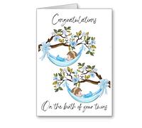 Congratulations On Birth of your twins Card Twin baby boys (envelope included)