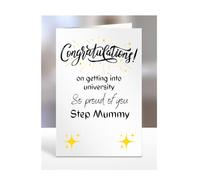 Congratulations on getting into university, card for Step Mummy, gifts for men, women, him, her, male, female, presents for Christmas, A5-194_198