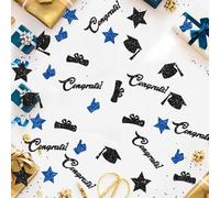 Congratulations on Graduation Colorful Confetti 2025, Blue and Black Confetti Decoration, Suitable for Kindergarten Preschool High School and College Graduation