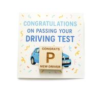 Congratulations on Passed Driving Test Card with Envelope & Engraved Wooden Keepsake - Just Passed Driving Test Gifts for Him or Her New Drivers & Passing Exams Card Blank Inside for Custom Message