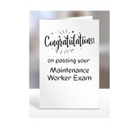 Congratulations on passing your Maintenance Worker exam card, gifts for men, women, friend, colleague, boss, manager, presents for christmas, A5-244b_196