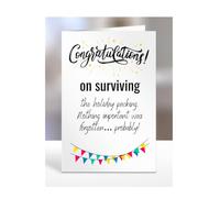 Congratulations on surviving the holiday packing. Nothing important was forgotten… probably! card, Funny Cards for, Men, Women, Friends, Mum and Dad, Hilarious, Rude, A5-357c_48