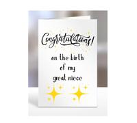 Congratulations on the birth of my great niece, card, gifts for men, women, greetings card, presents for christmas, new mum, dad, daughter, son, A5-82_54